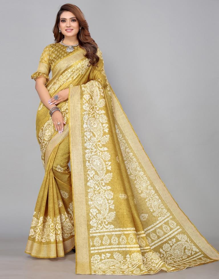 Mustard Yellow Cotton Saree | Sudathi