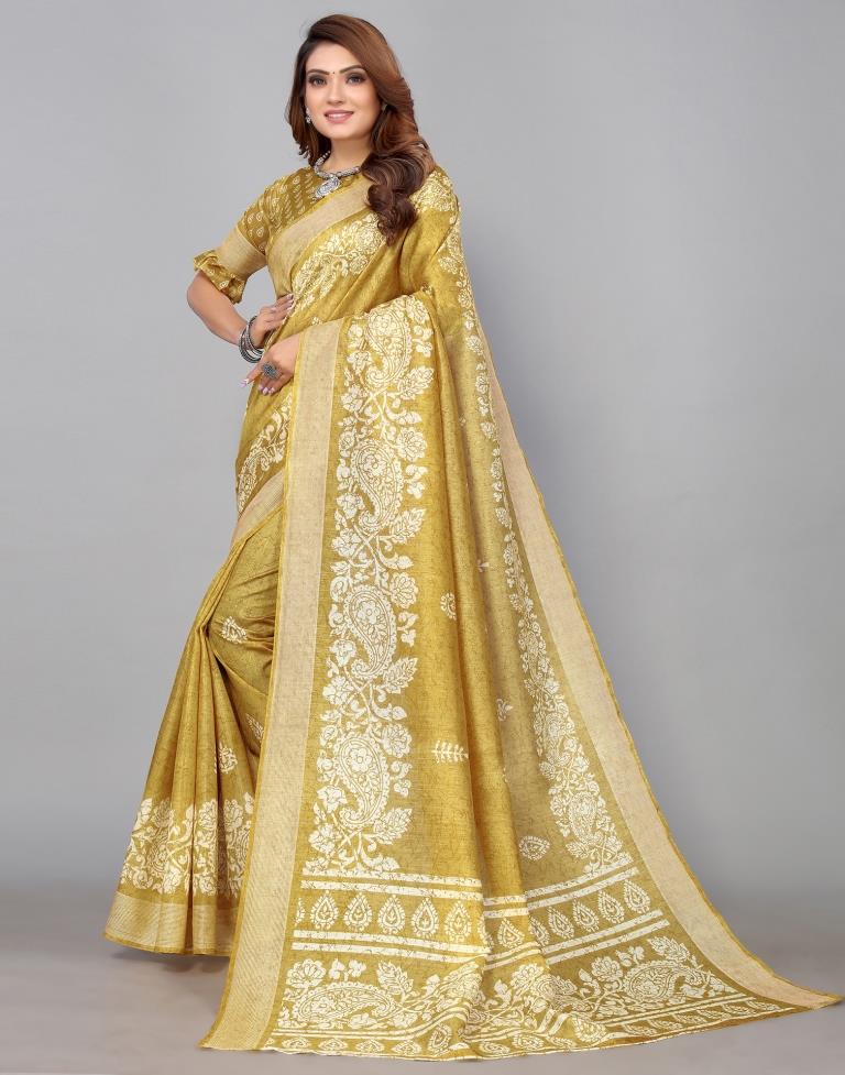 Mustard Yellow Cotton Saree | Sudathi
