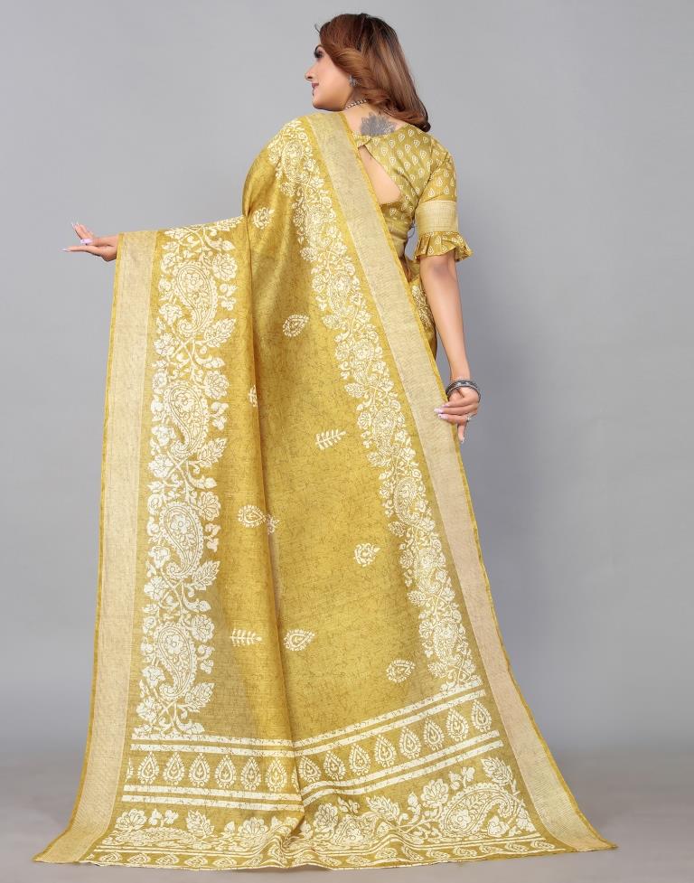 Mustard Yellow Cotton Saree | Sudathi