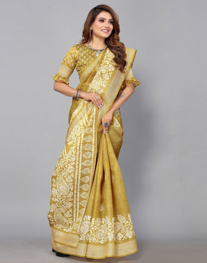 Mustard Yellow Cotton Saree | Sudathi
