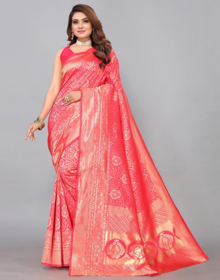 Hot Pink Kanjivaram Silk Saree | Leemboodi