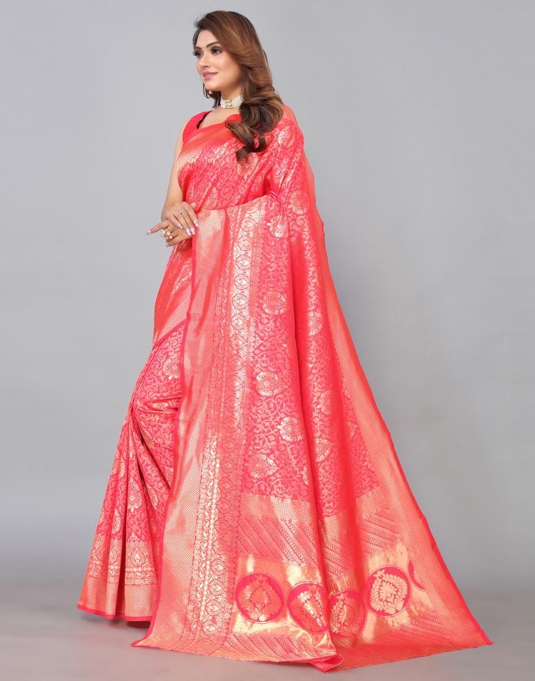 Hot Pink Kanjivaram Silk Saree | Leemboodi