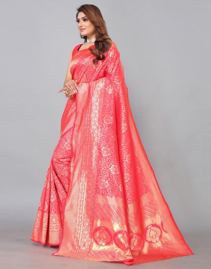 Hot Pink Kanjivaram Silk Saree | Leemboodi