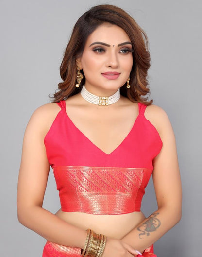 Hot Pink Kanjivaram Silk Saree | Leemboodi