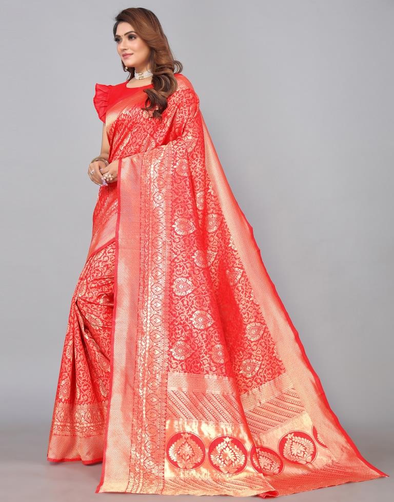 Red Kanjivaram Silk Saree | Leemboodi