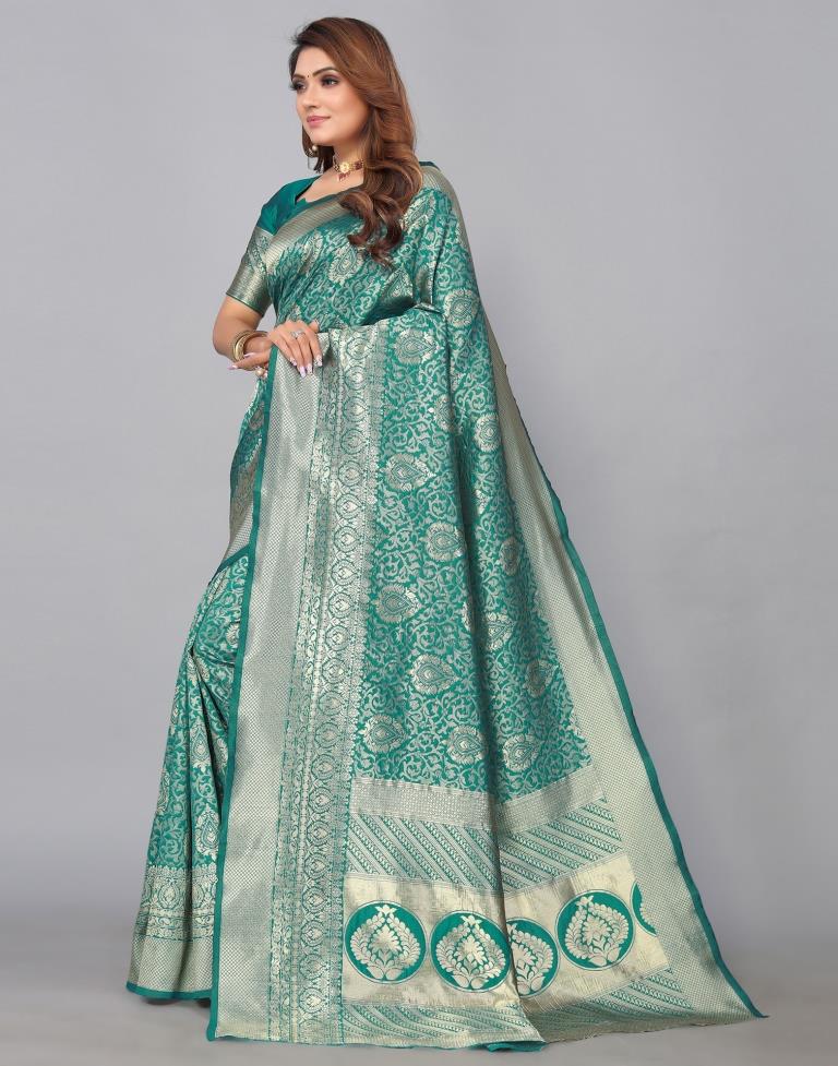 Rama Green Kanjivaram Silk Saree | Leemboodi