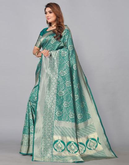 Rama Green Kanjivaram Silk Saree | Leemboodi