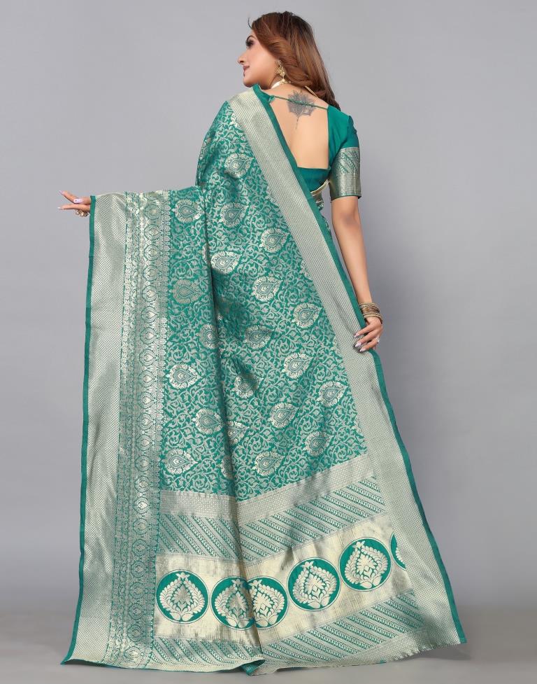 Rama Green Kanjivaram Silk Saree | Leemboodi