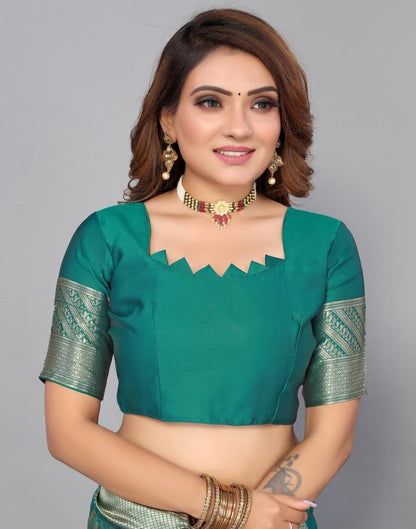 Rama Green Kanjivaram Silk Saree | Leemboodi