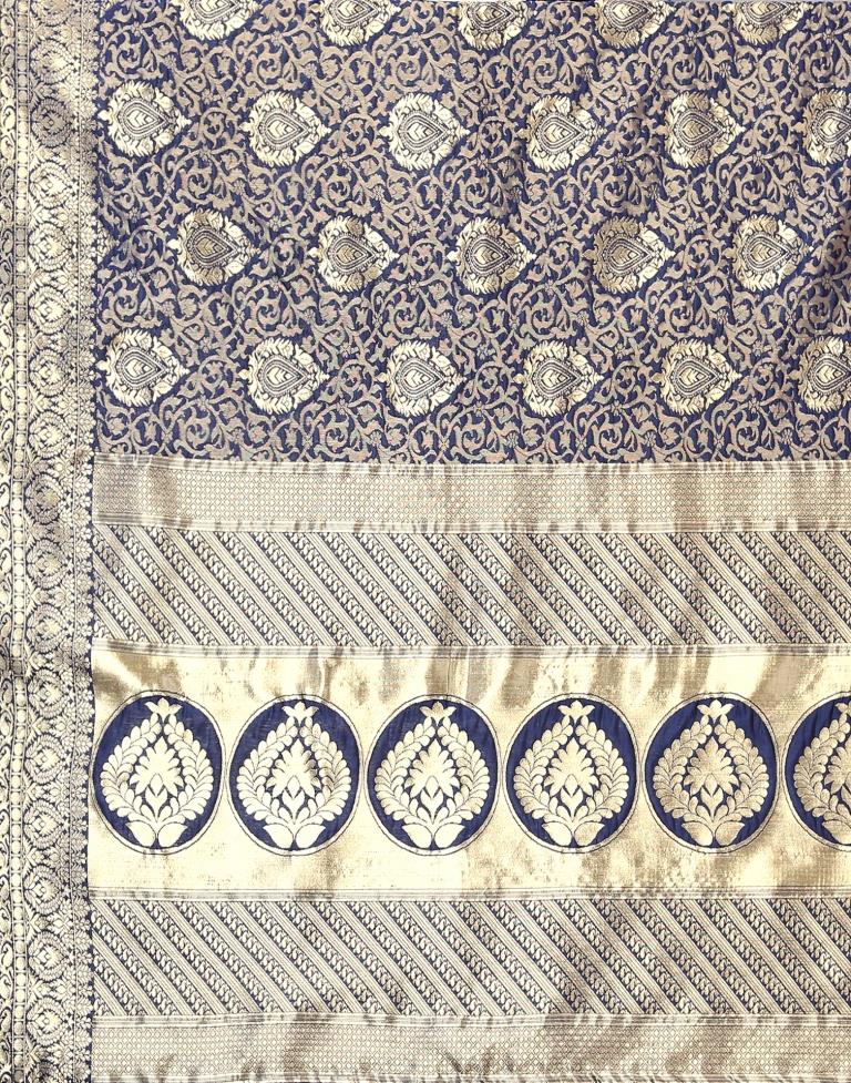 Navy Blue Kanjivaram Silk Saree | Leemboodi