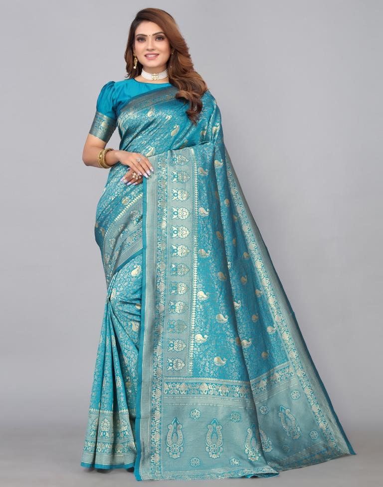 Blue Kanjivaram Silk Saree | Leemboodi