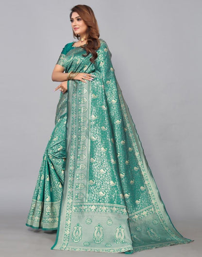 Rama Green Kanjivaram Silk Saree | Leemboodi