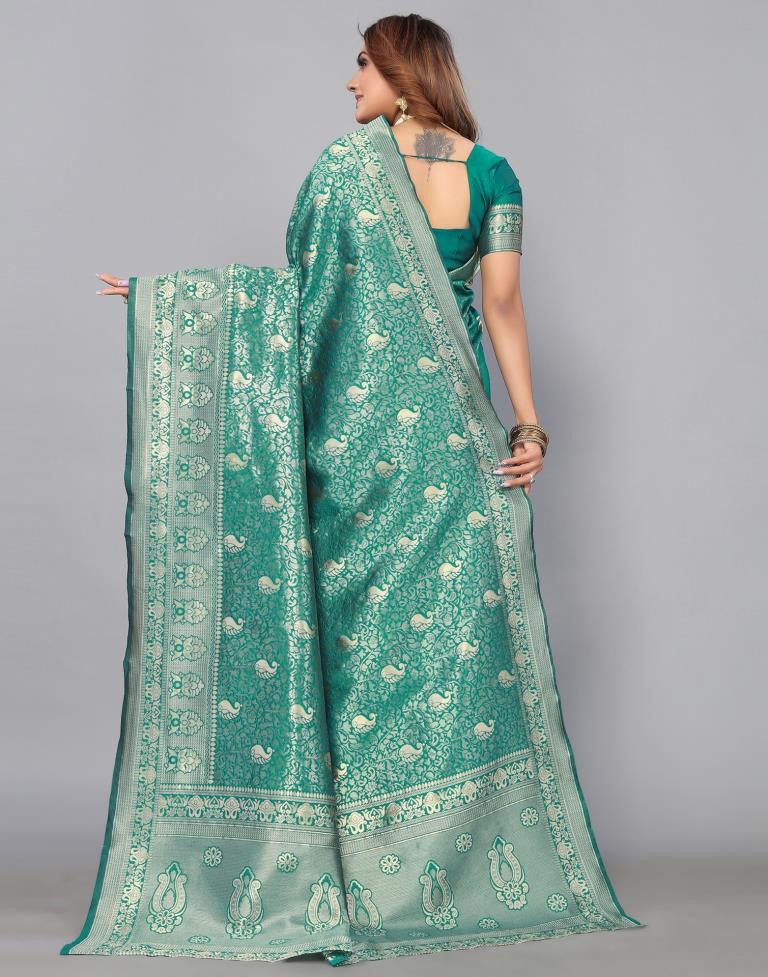 Rama Green Kanjivaram Silk Saree | Leemboodi