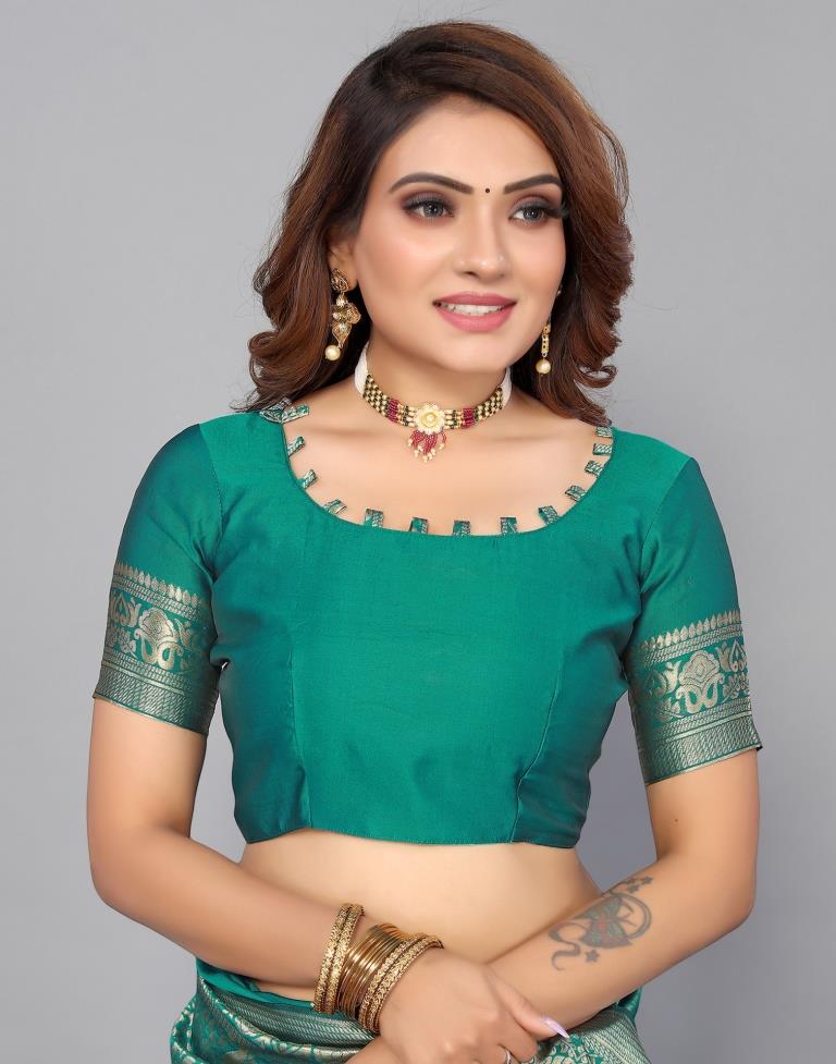 Rama Green Kanjivaram Silk Saree | Leemboodi