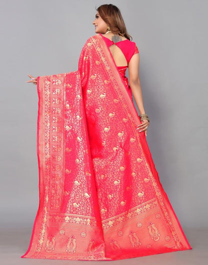 Hot Pink Kanjivaram Silk Saree | Leemboodi
