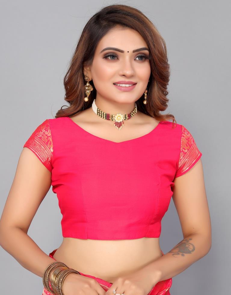 Hot Pink Kanjivaram Silk Saree | Leemboodi