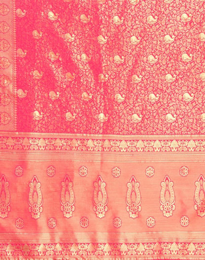 Hot Pink Kanjivaram Silk Saree | Leemboodi