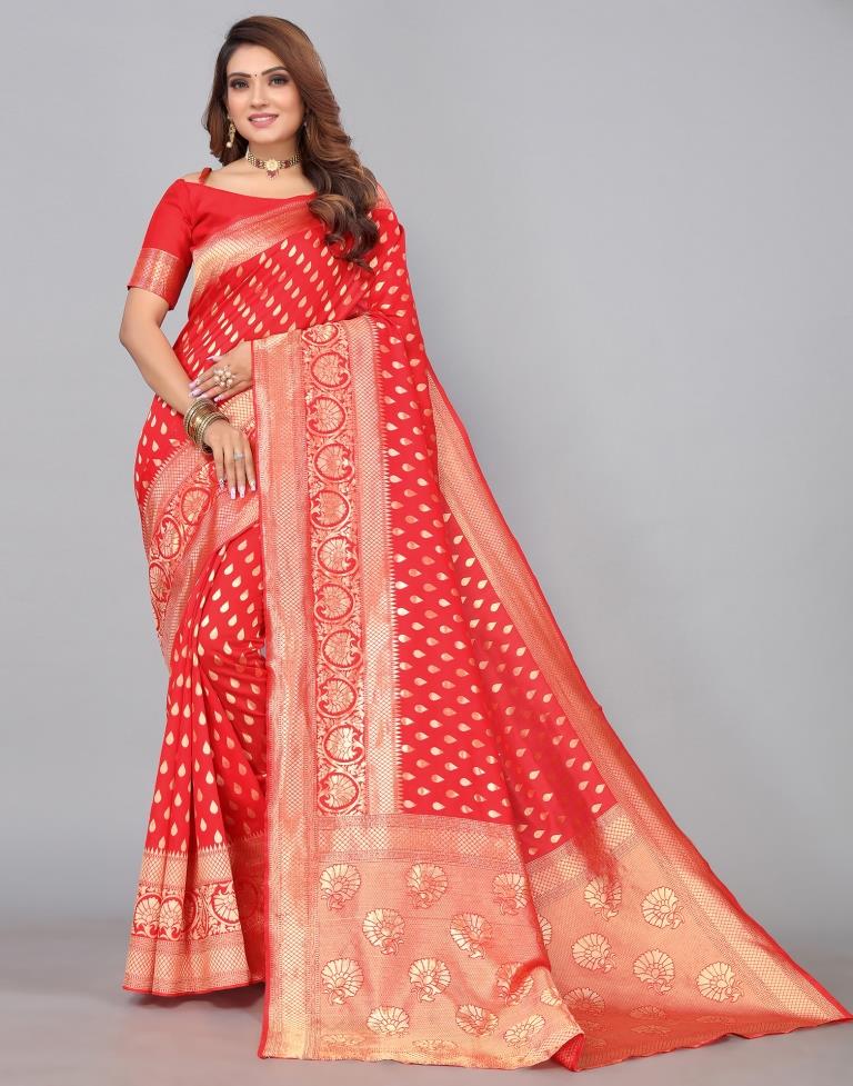 Red Banarasi Silk Saree | Leemboodi