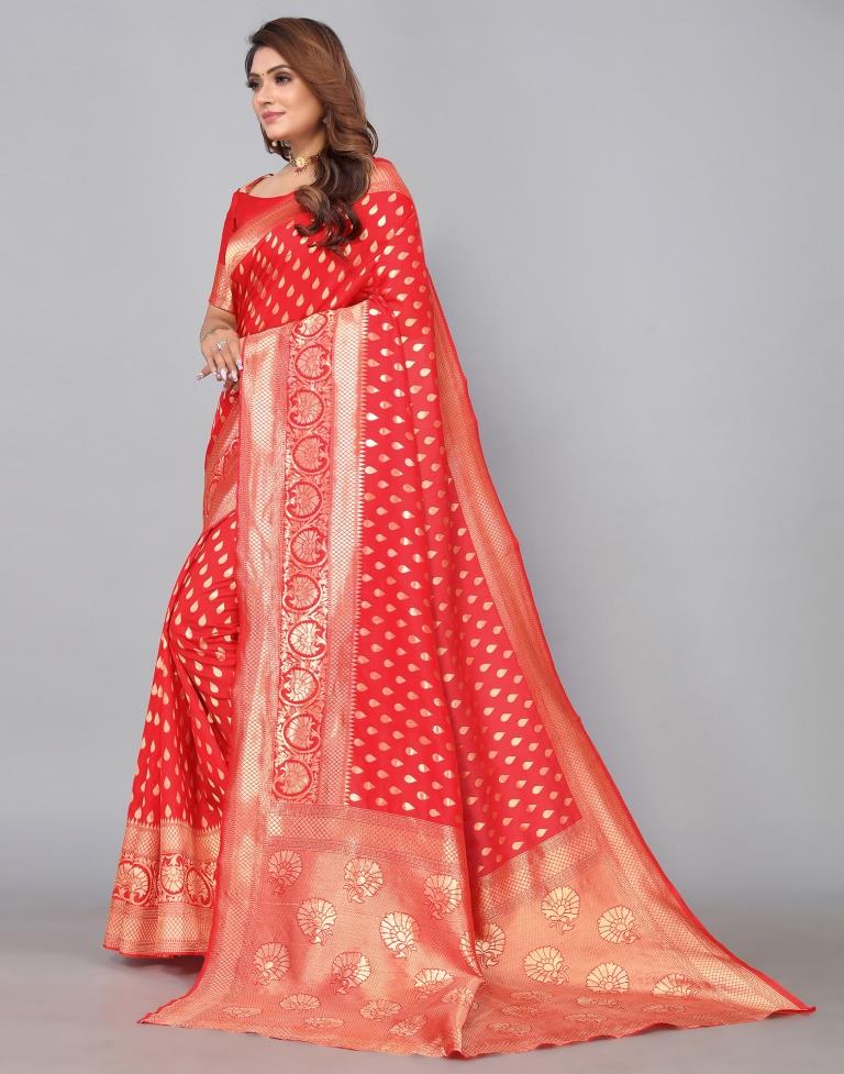 Red Banarasi Silk Saree | Leemboodi