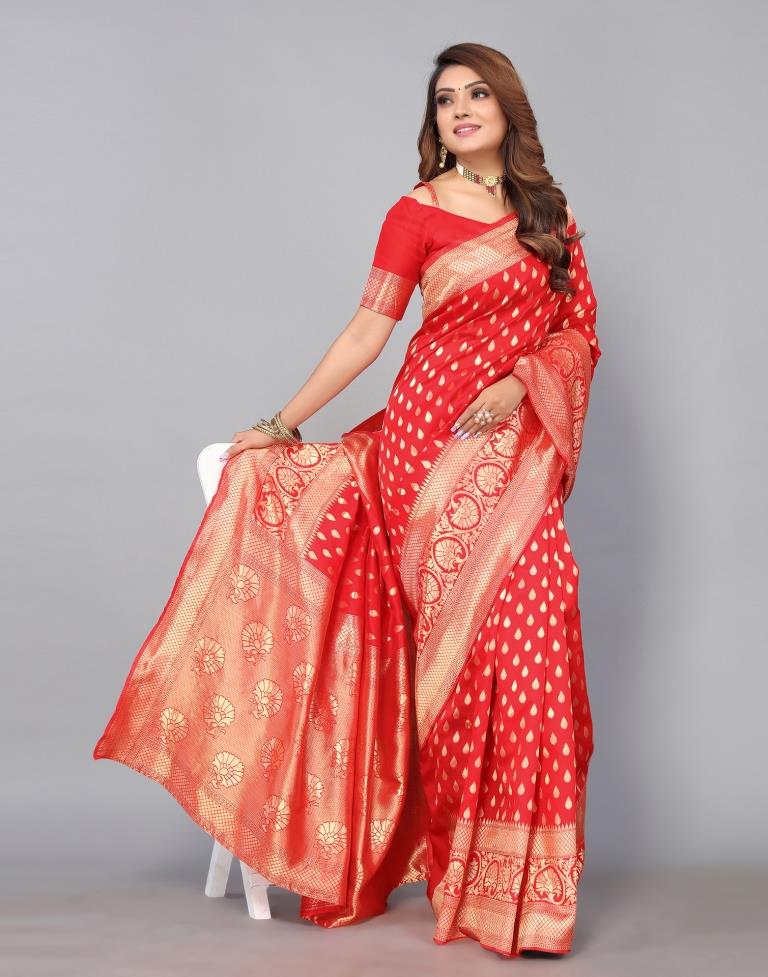 Red Banarasi Silk Saree | Leemboodi