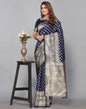 Navy Blue Banarasi Silk Saree | Leemboodi