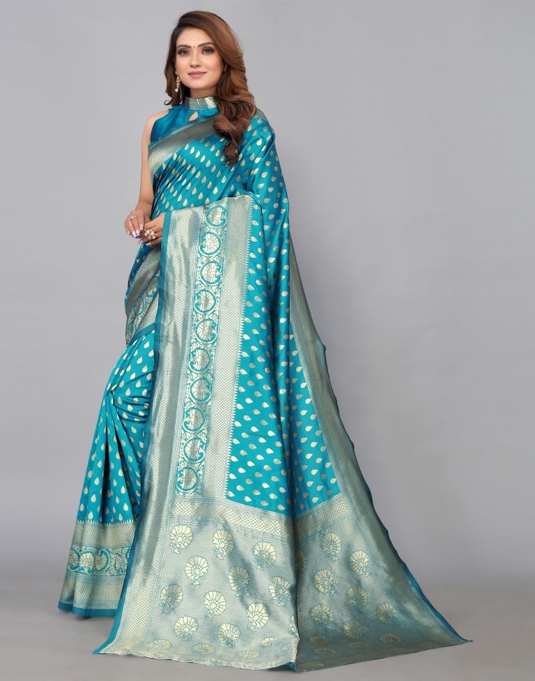 Blue Banarasi Silk Saree | Leemboodi