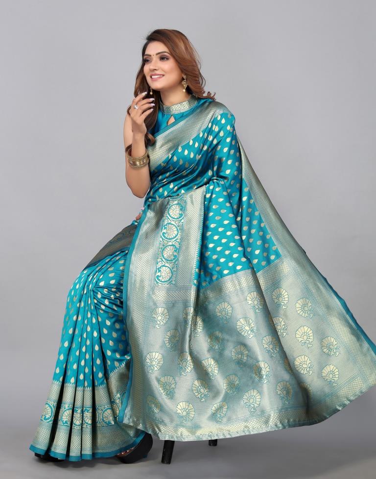 Blue Banarasi Silk Saree | Leemboodi
