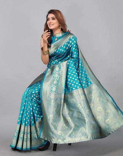 Blue Banarasi Silk Saree | Leemboodi