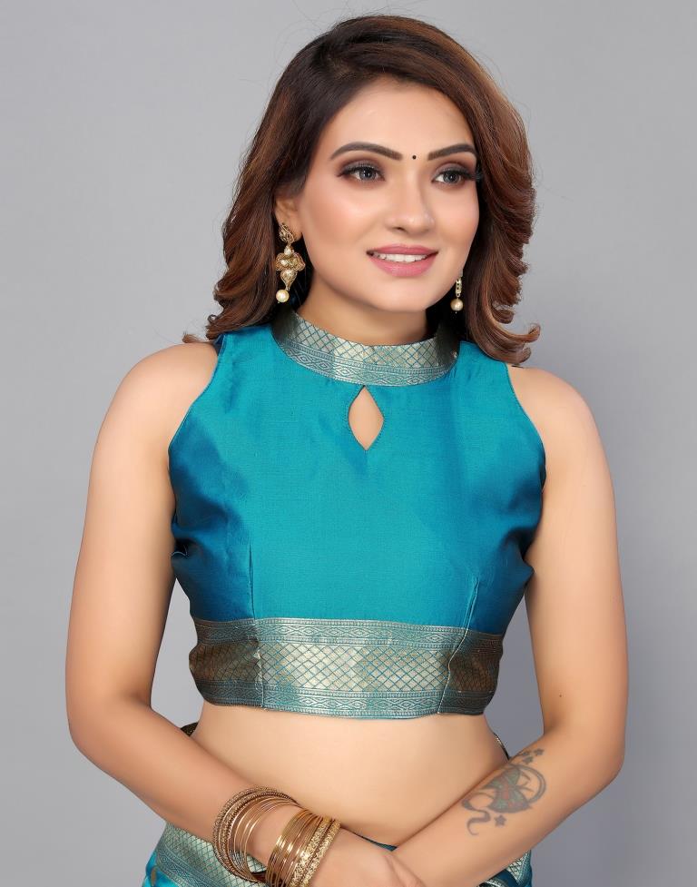 Blue Banarasi Silk Saree | Leemboodi