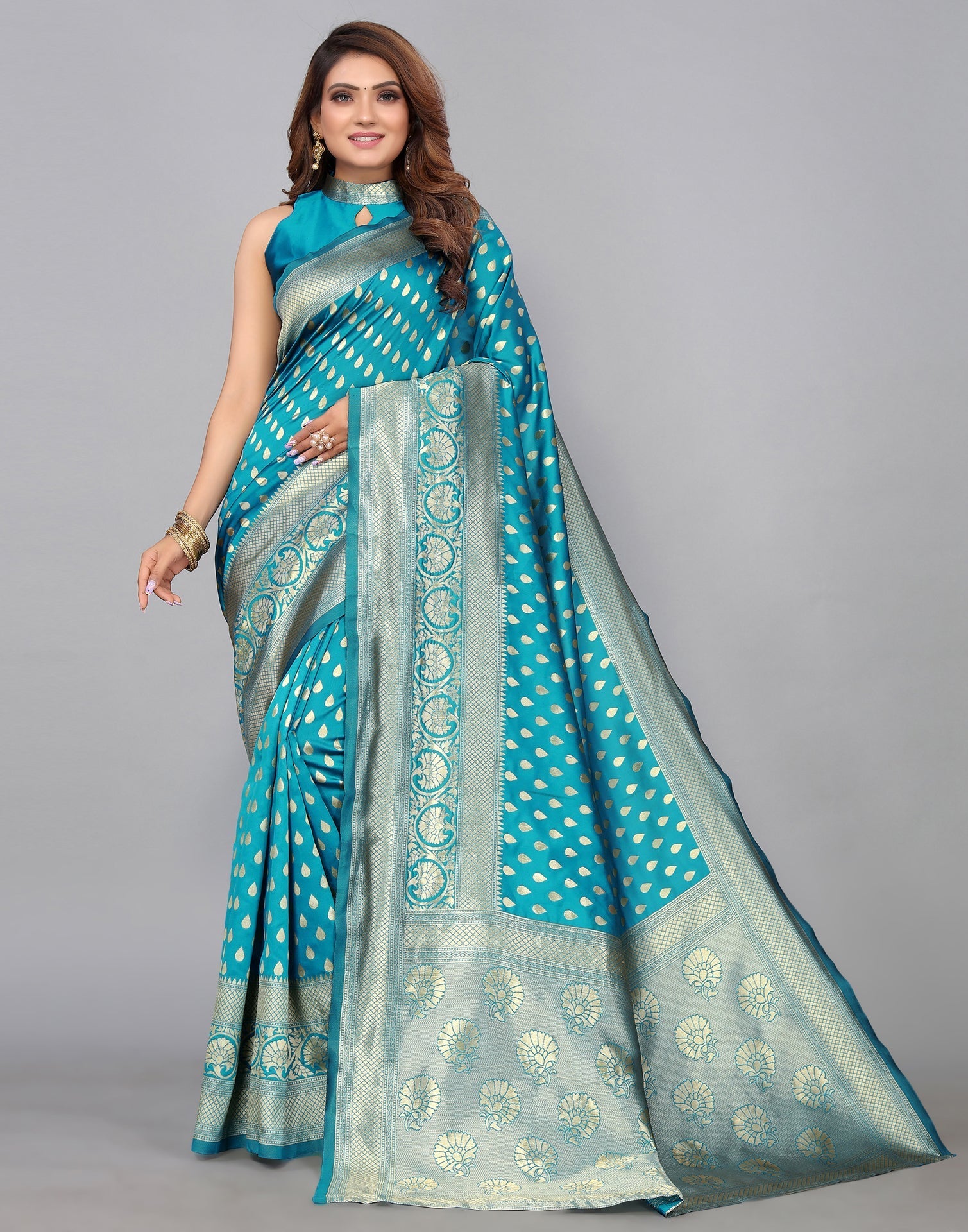 Blue Banarasi Silk Saree | Leemboodi