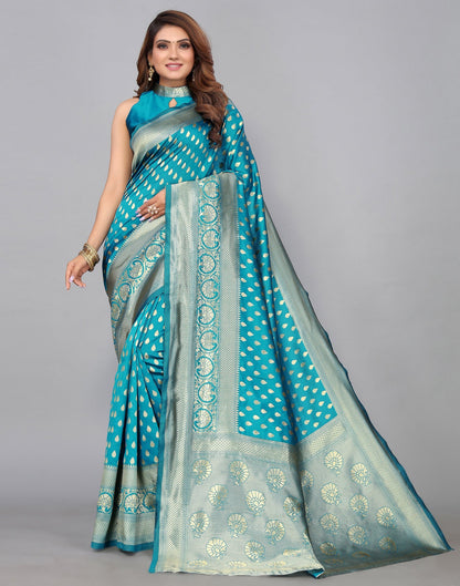 Blue Banarasi Silk Saree | Leemboodi