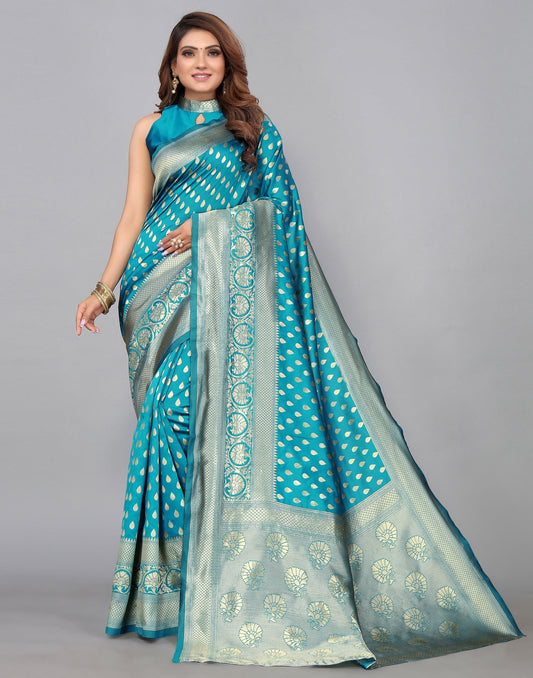 Blue Banarasi Silk Saree | Leemboodi