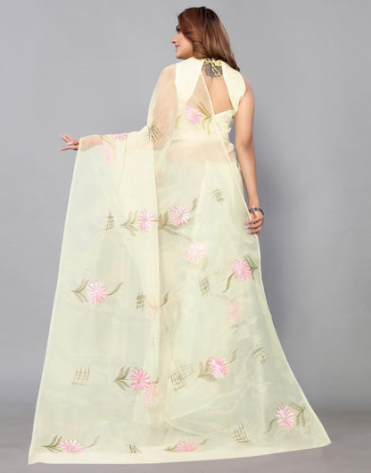 Off White Organza Saree | Leemboodi