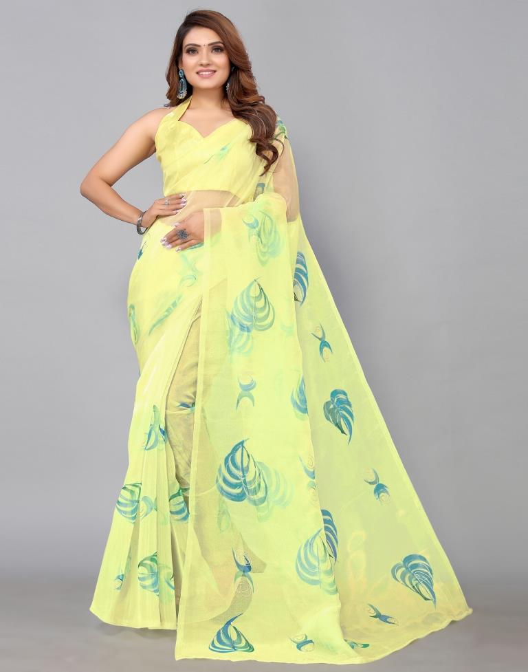 Light Yellow Organza Saree | Sudathi