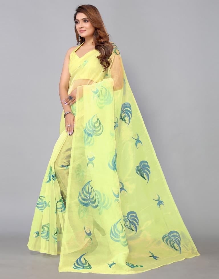 Light Yellow Organza Saree | Sudathi