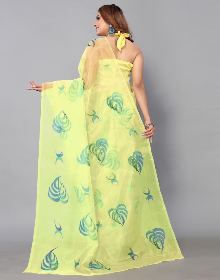Light Yellow Organza Saree | Sudathi