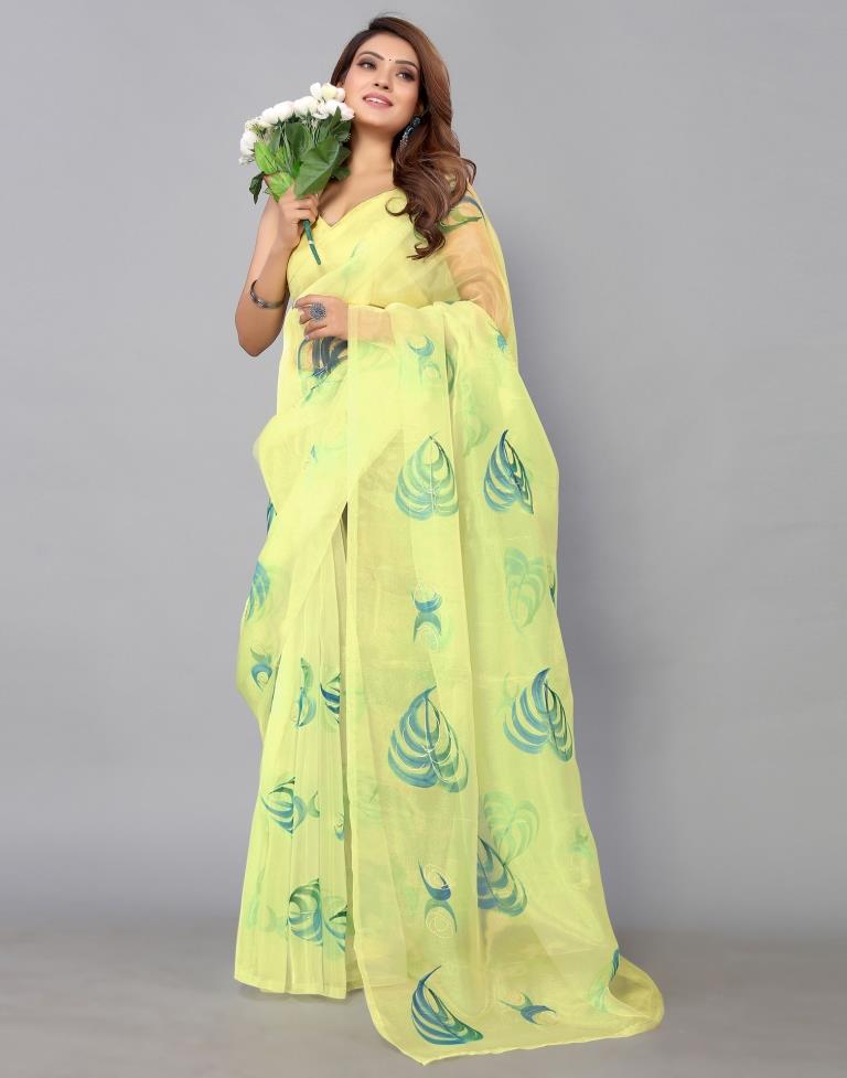 Light Yellow Organza Saree | Sudathi