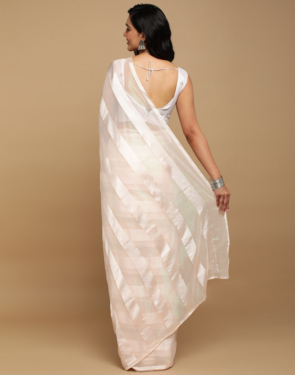 Light Peach Striped Woven Saree | Sudathi