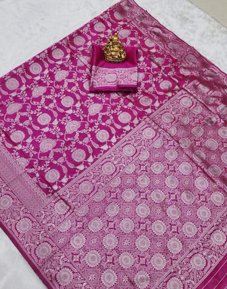 Pink Banarasi Kanjivaram Silk Saree | Sudathi