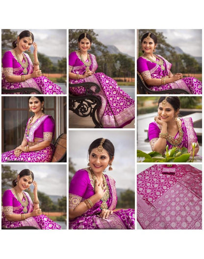 Pink Banarasi Kanjivaram Silk Saree | Sudathi