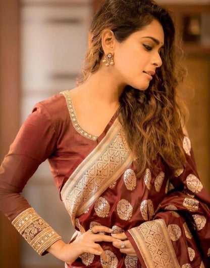 Maroon Kanjivaram Silk Saree | Sudathi