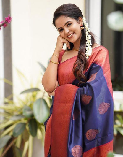 Dark Blue Kanjivaram Silk Saree | Leemboodi