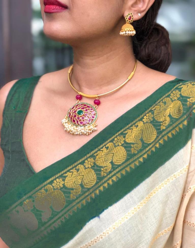 Off White Kanjivaram Silk Saree | Sudathi