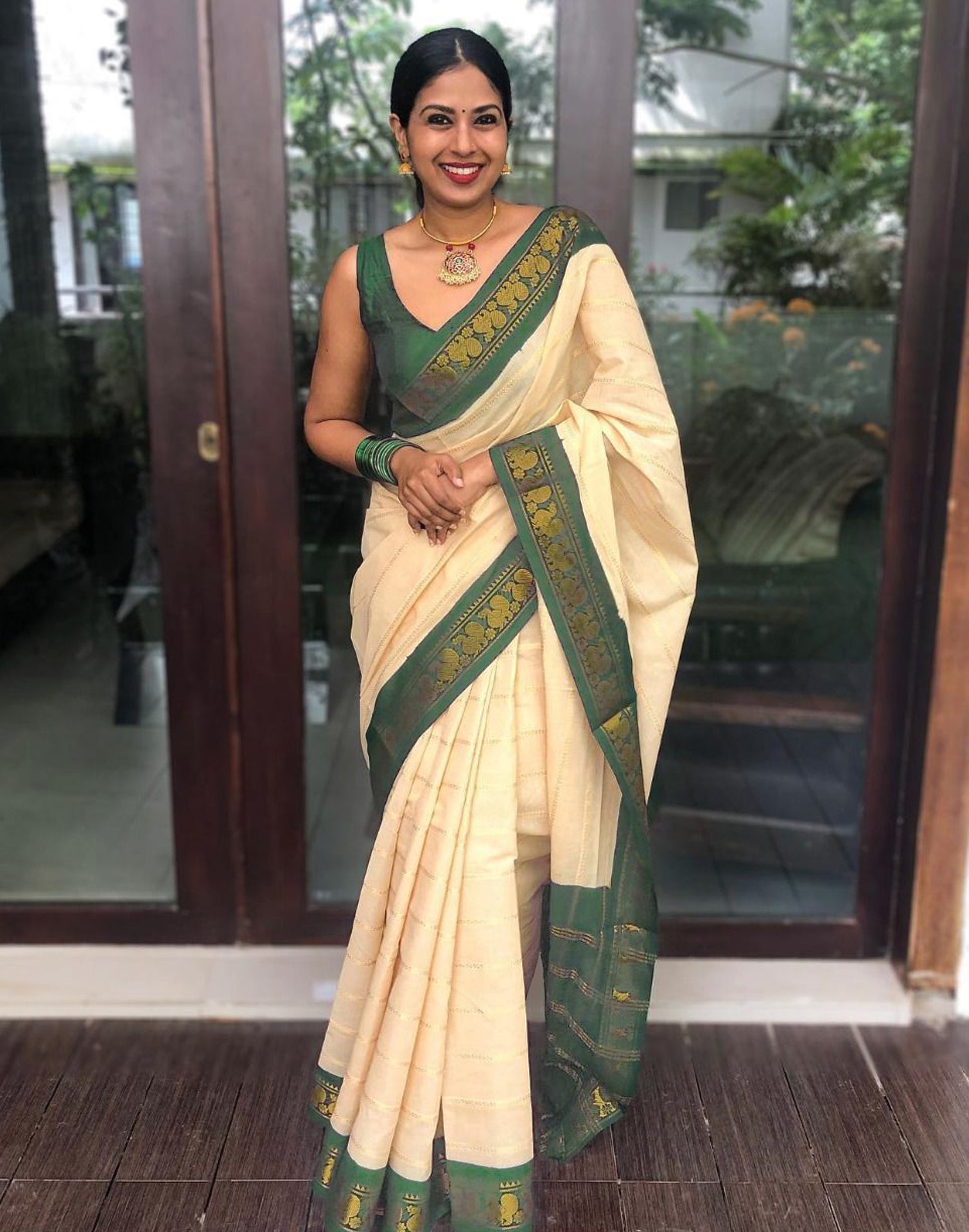 Off White Kanjivaram Silk Saree | Sudathi