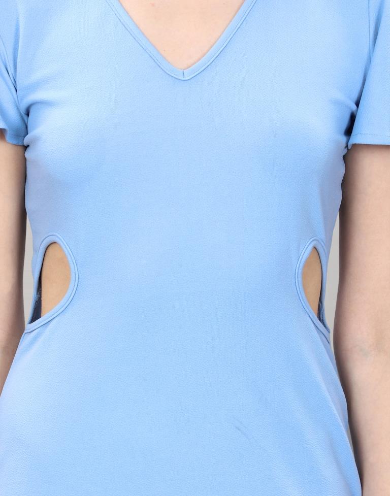 Light Blue Bell Sleeve Bodycon Dress | Sudathi
