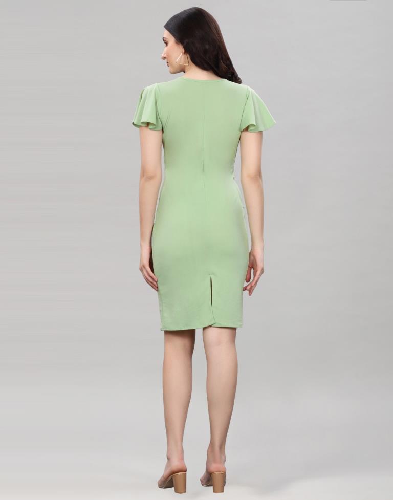 Pista Green Bell Sleeve Bodycon Dress | Sudathi