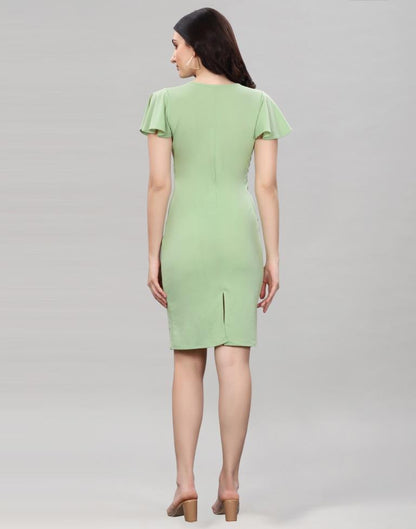 Pista Green Bell Sleeve Bodycon Dress | Sudathi