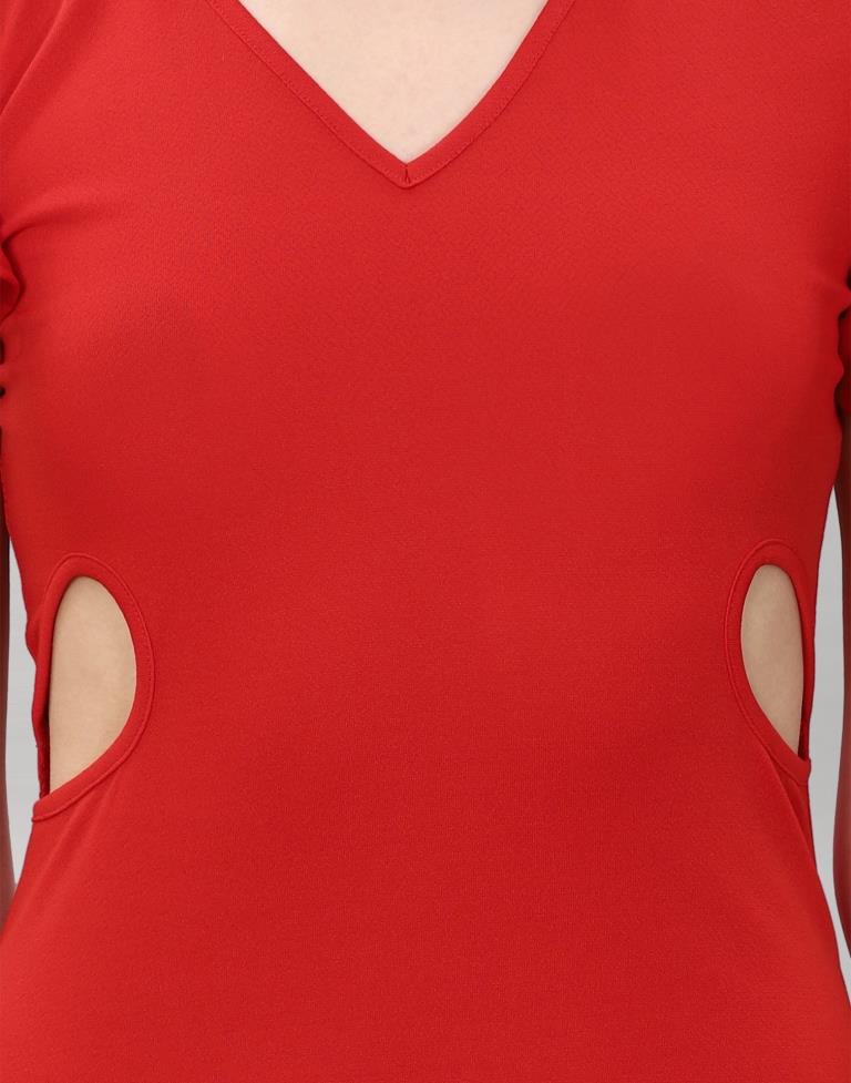 Red Bell Sleeve Bodycon Dress | Leemboodi