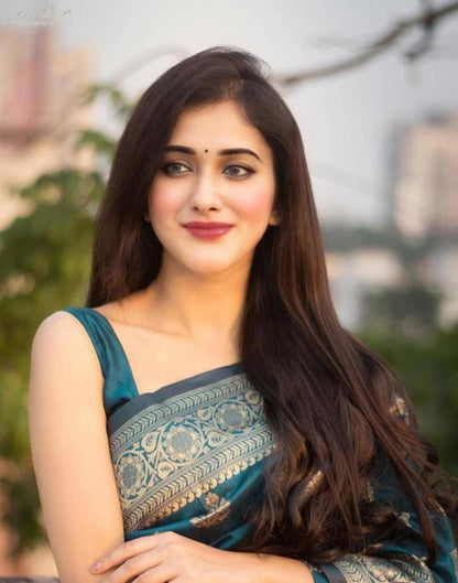 Peacock Blue Banarasi Silk Saree | Sudathi