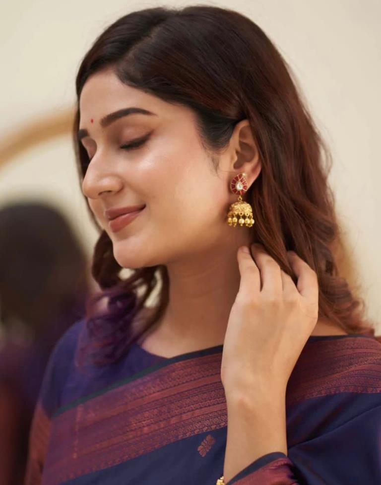 Navy Blue Banarasi Silk Saree | Sudathi